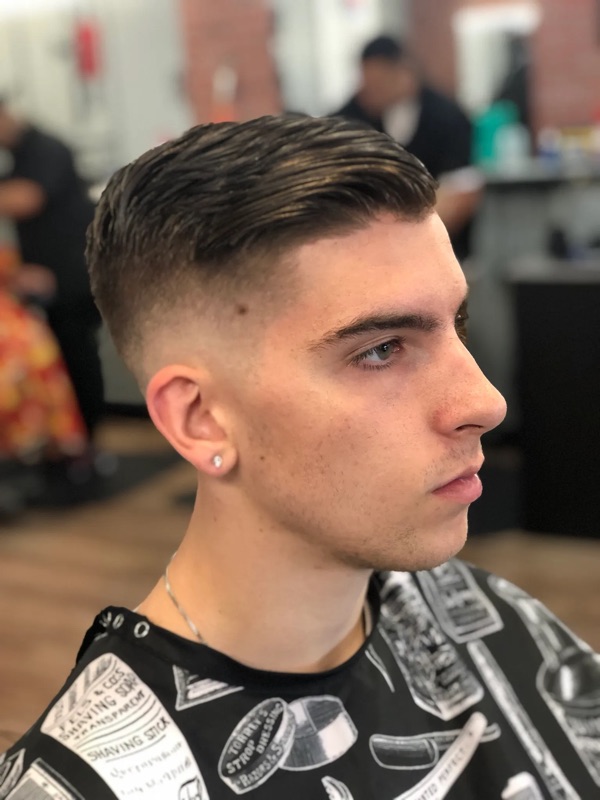 Slick back with mid fade