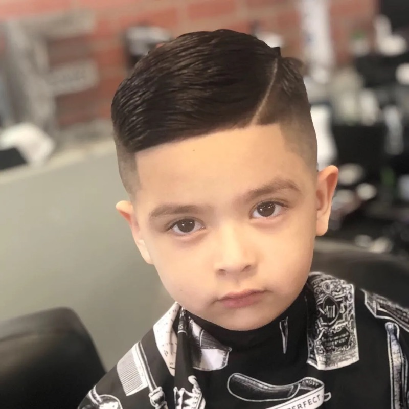 Kids comb over with hard part